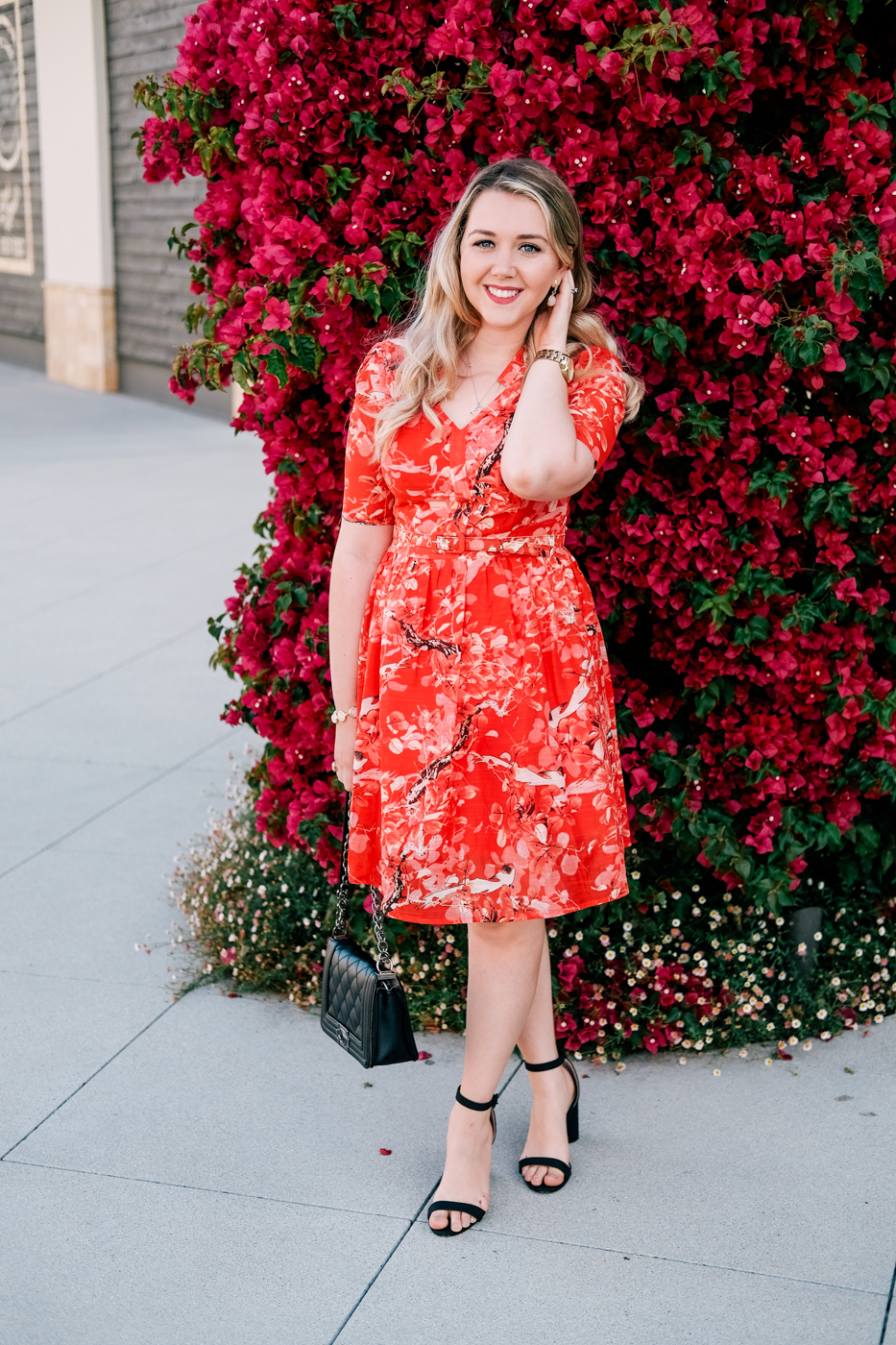 Debora Dahl, red ladylike dress