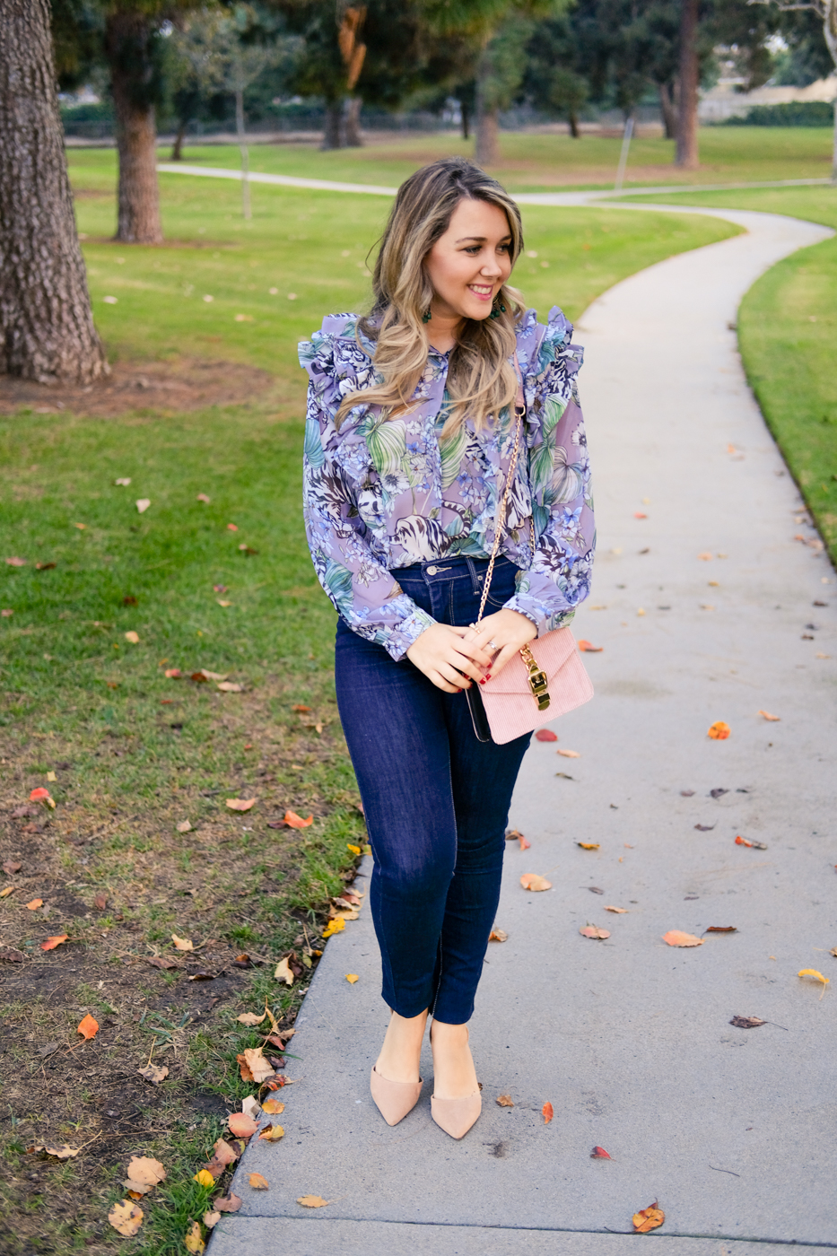 Debora Dahl style, lavander floral blouse